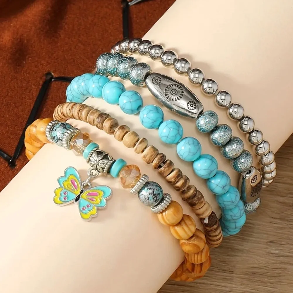 🔴 5 for $10 ONE Colorful Beaded Silver Stretchy Bracelet - Picture 13 of 16